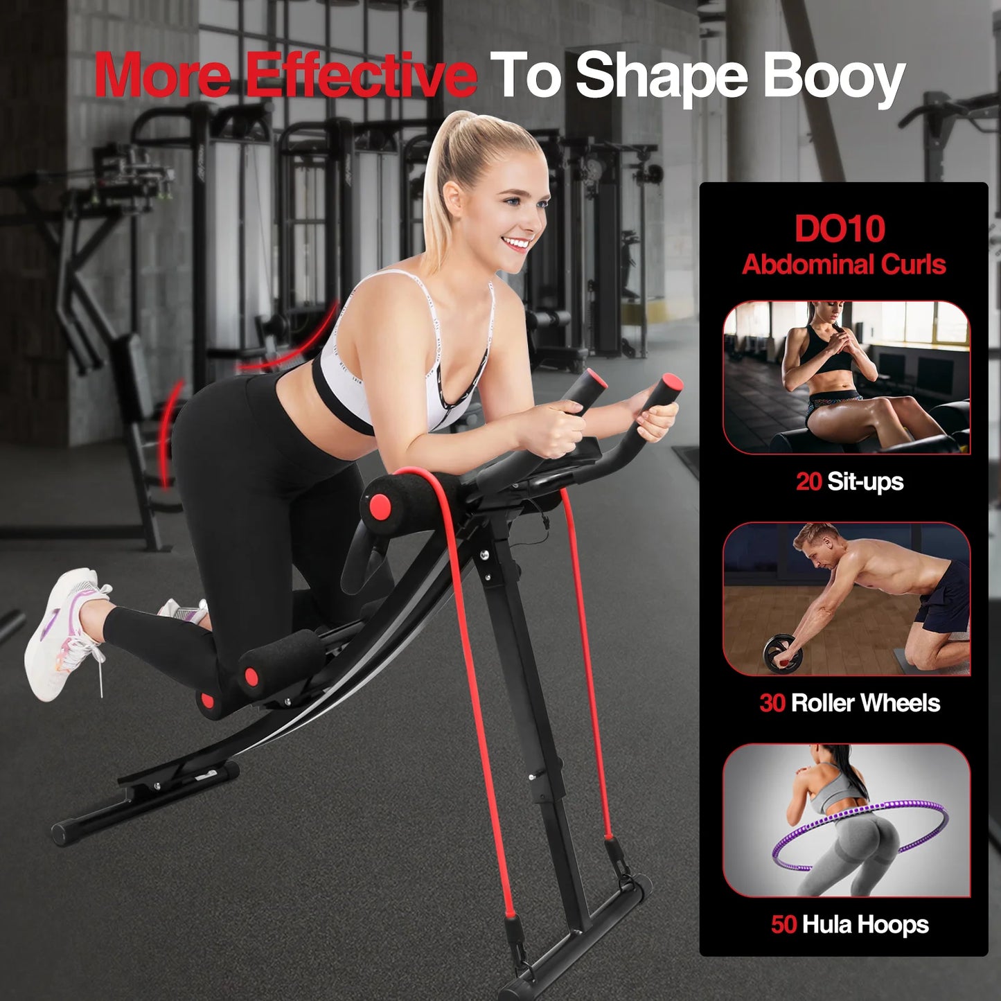 GIKPAL Foldable Ab Workout Machine LCD Display