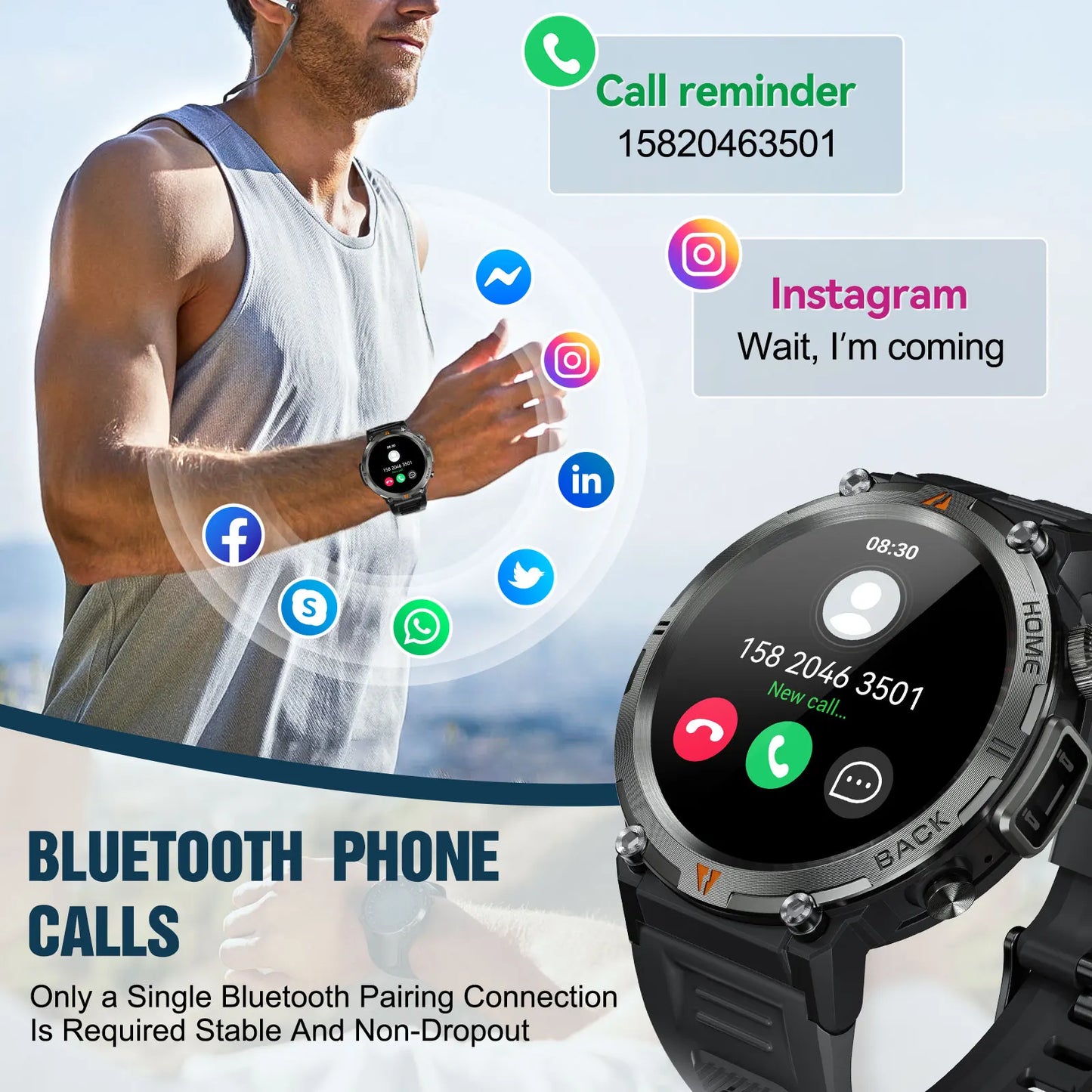 New KE3 Bluetooth Smart Watch Men Full