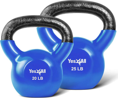 Blue Kettlebell Set, Vinyl Coated Weights