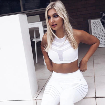 Summer Women Mesh Patchwork Sports Bra Running Fitness Vest Gym Workout Yoga Bra Sportswear Breathable Sport Crop Top