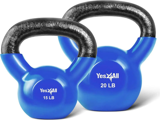 Blue Kettlebell Set, Vinyl Coated Weights