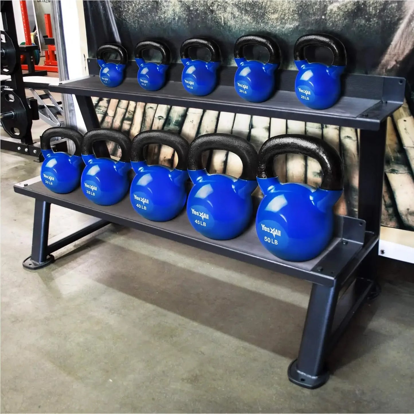 Blue Kettlebell Set, Vinyl Coated Weights