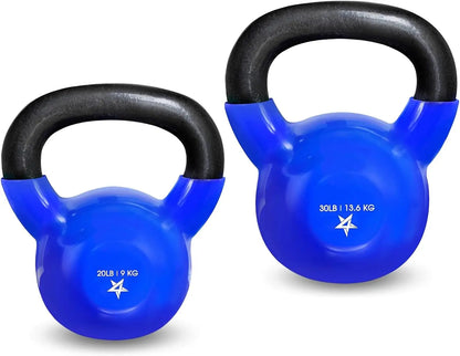Blue Kettlebell Set, Vinyl Coated Weights