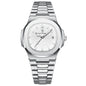 Luxury Classic Man Watches Luminous Date Stainless Steel Square Quartz Male Clock Waterproof Watch for Men Reloj +Box