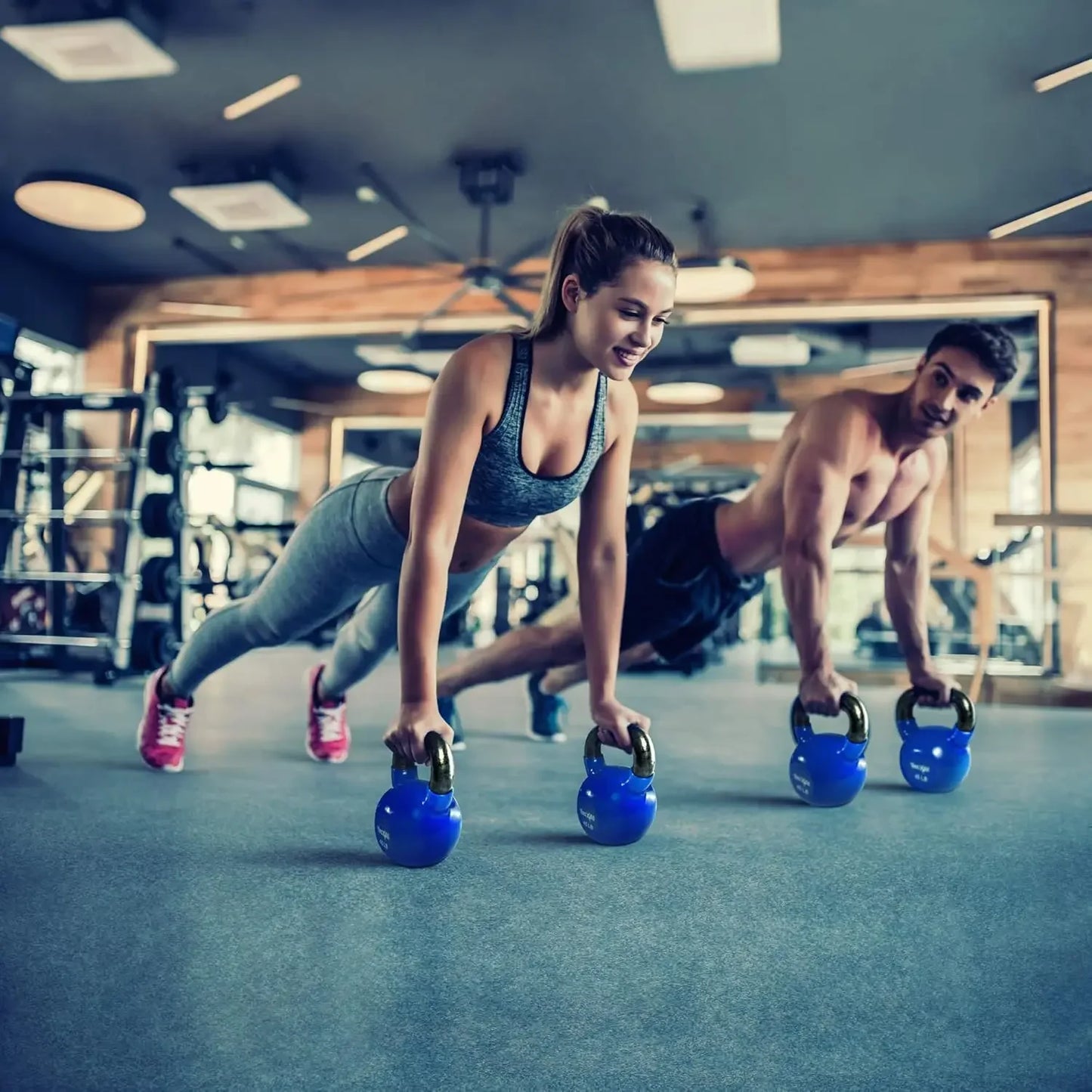Blue Kettlebell Set, Vinyl Coated Weights