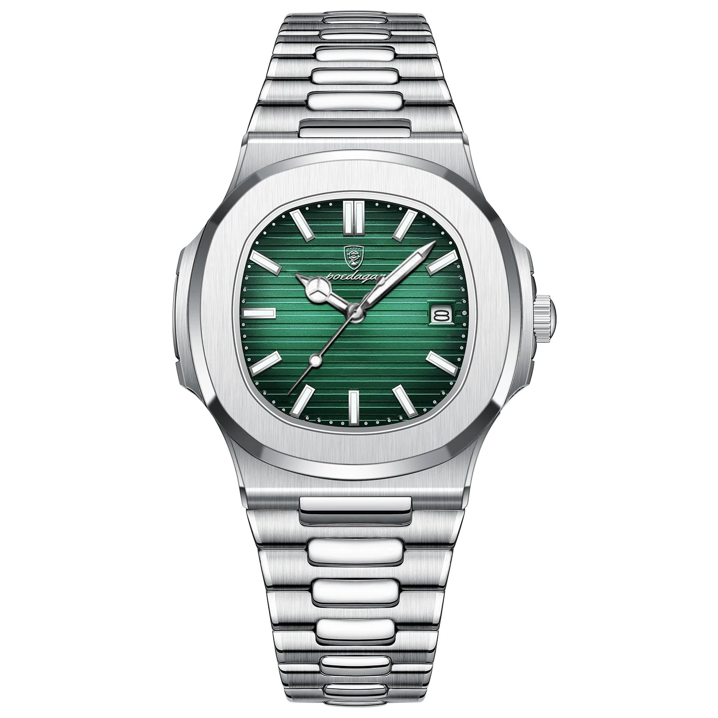 Luxury Classic Man Watches Luminous Date Stainless Steel Square Quartz Male Clock Waterproof Watch for Men Reloj +Box