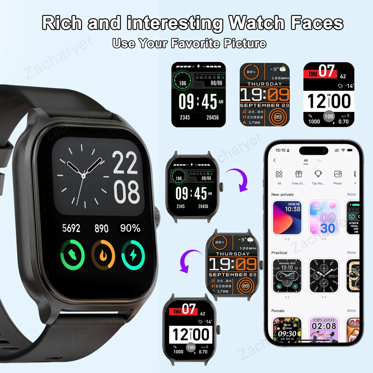 Smart watch, wireless calling/dial, multi-Sport mode
