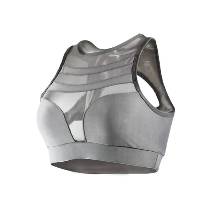 Summer Women Mesh Patchwork Sports Bra Running Fitness Vest Gym Workout Yoga Bra Sportswear Breathable Sport Crop Top