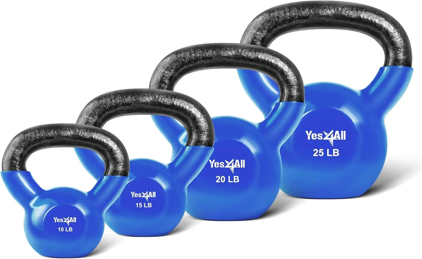 Blue Kettlebell Set, Vinyl Coated Weights