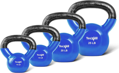 Blue Kettlebell Set, Vinyl Coated Weights