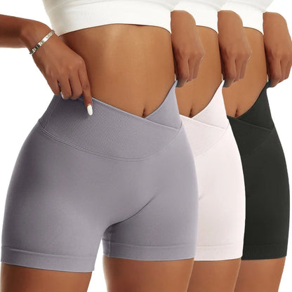 3 Pieces Women Solid Peach Hip Shorts