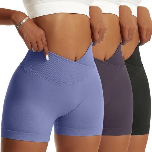 3 Pieces Women Solid Peach Hip Shorts
