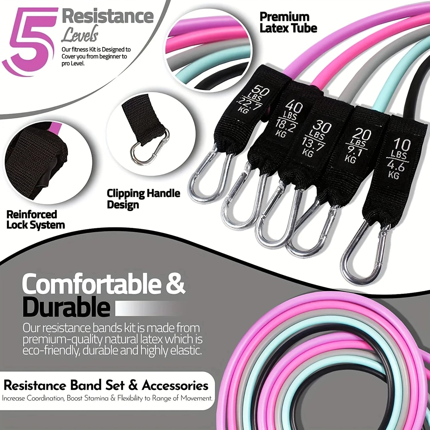 16Pcs Resistance Bands Set  Women