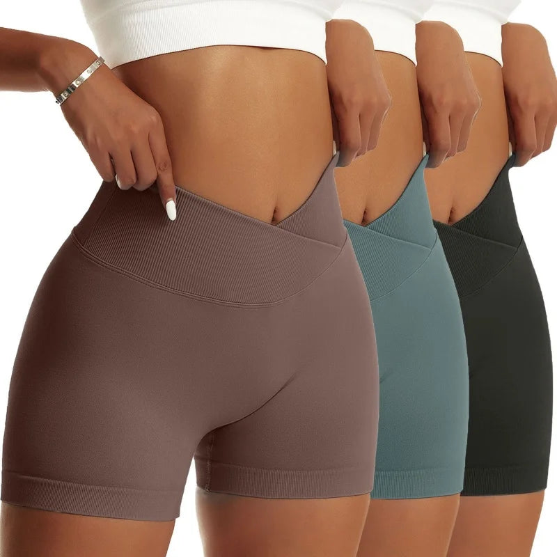 3 Pieces Women Solid Peach Hip Shorts