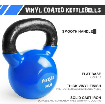 Blue Kettlebell Set, Vinyl Coated Weights