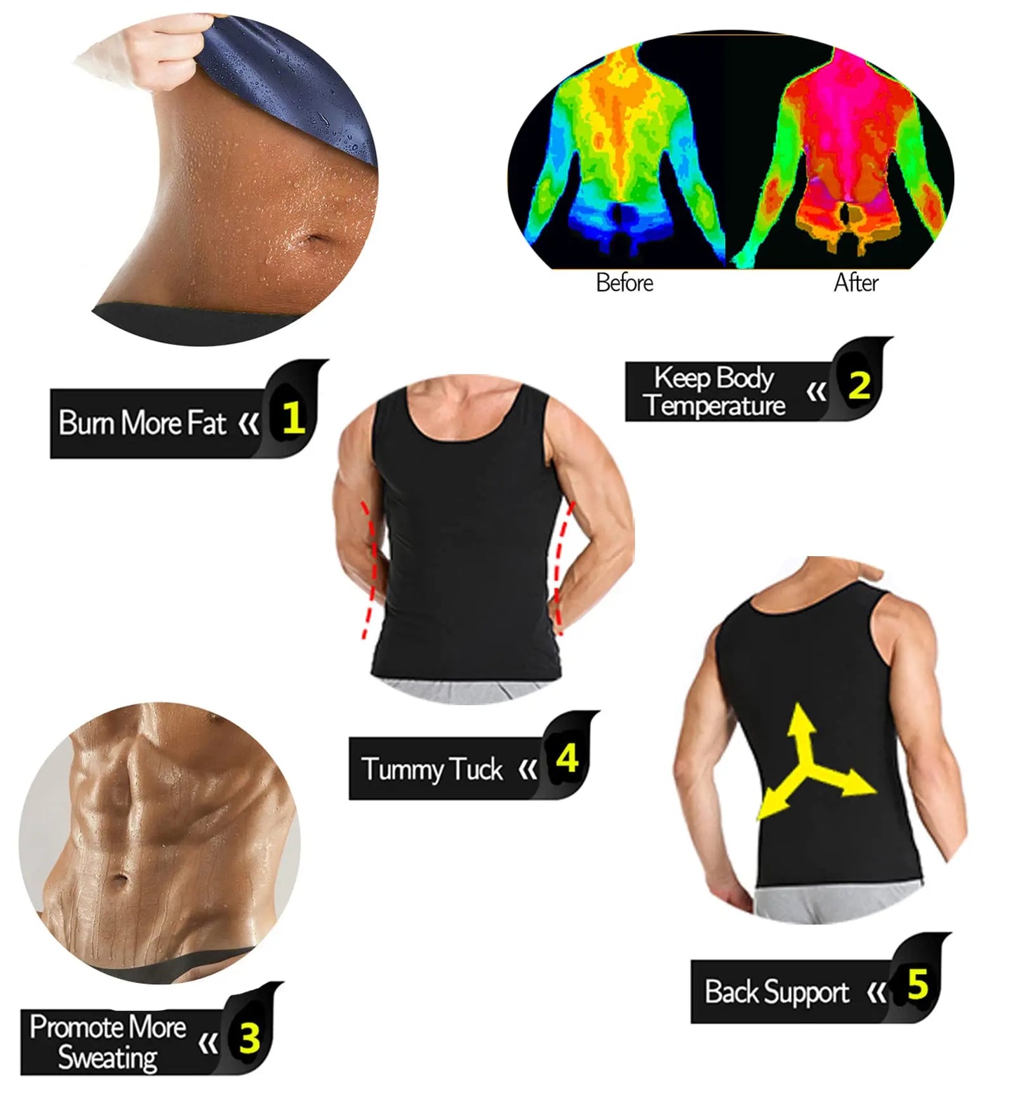 Men Sweat Workout Tank Top Shaper