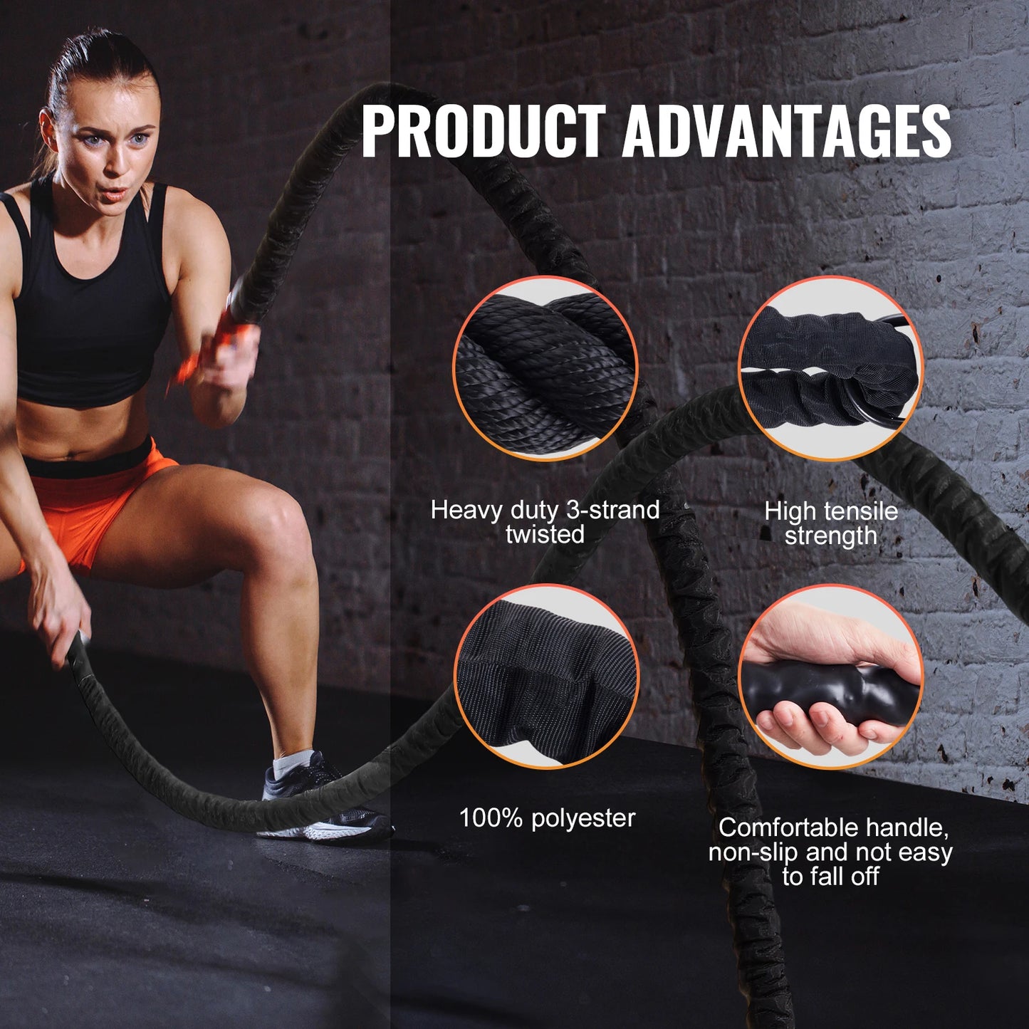 VEVOR Battle Rope Polyester Exercise Rope